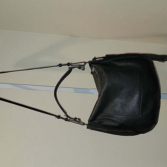 ALLSAINTS MORI BLACK PEBBLED LEATHER TOP HANDLE CROSSBODY/SHOULDER BAG - Picture 7 of 16